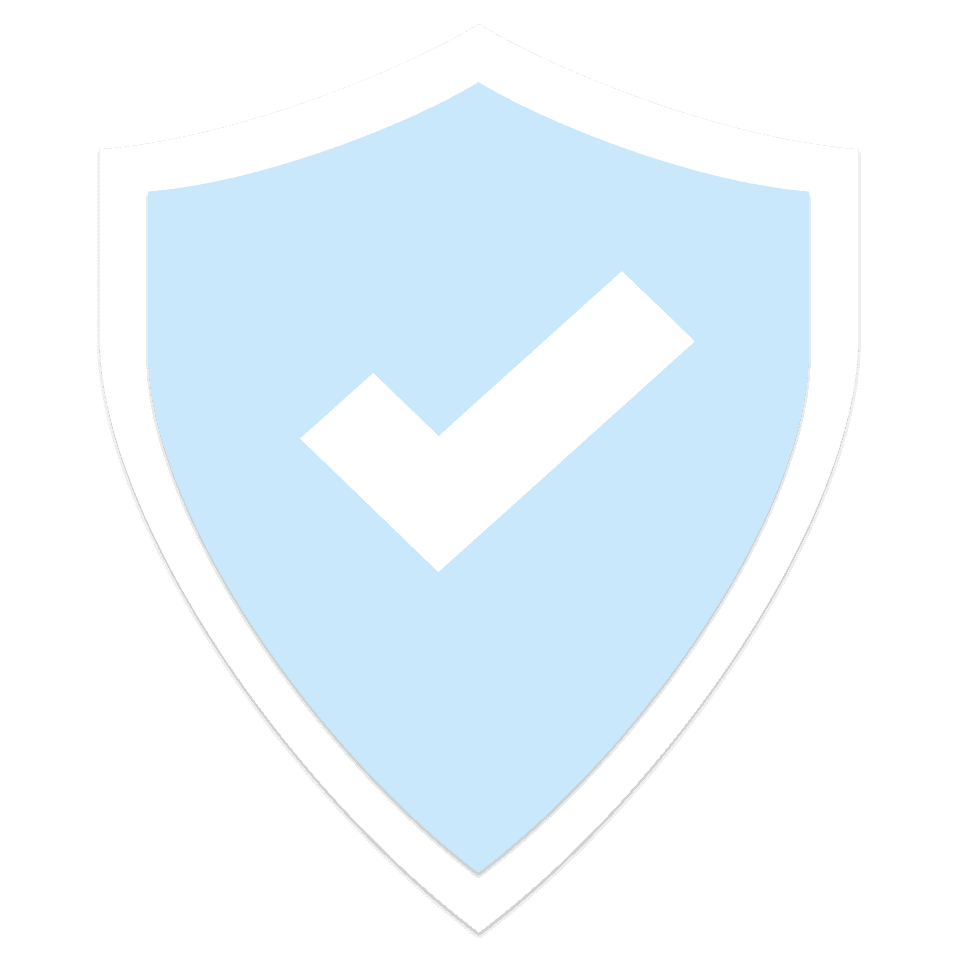Hellblauer Schild mit weißem Häkchen, Symbol für das Basis Abo von S-Trust