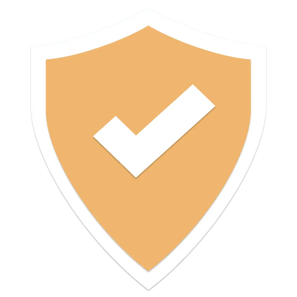 Goldener Schild mit weißem Häkchen, Symbol für das Basis Abo von S-Trust