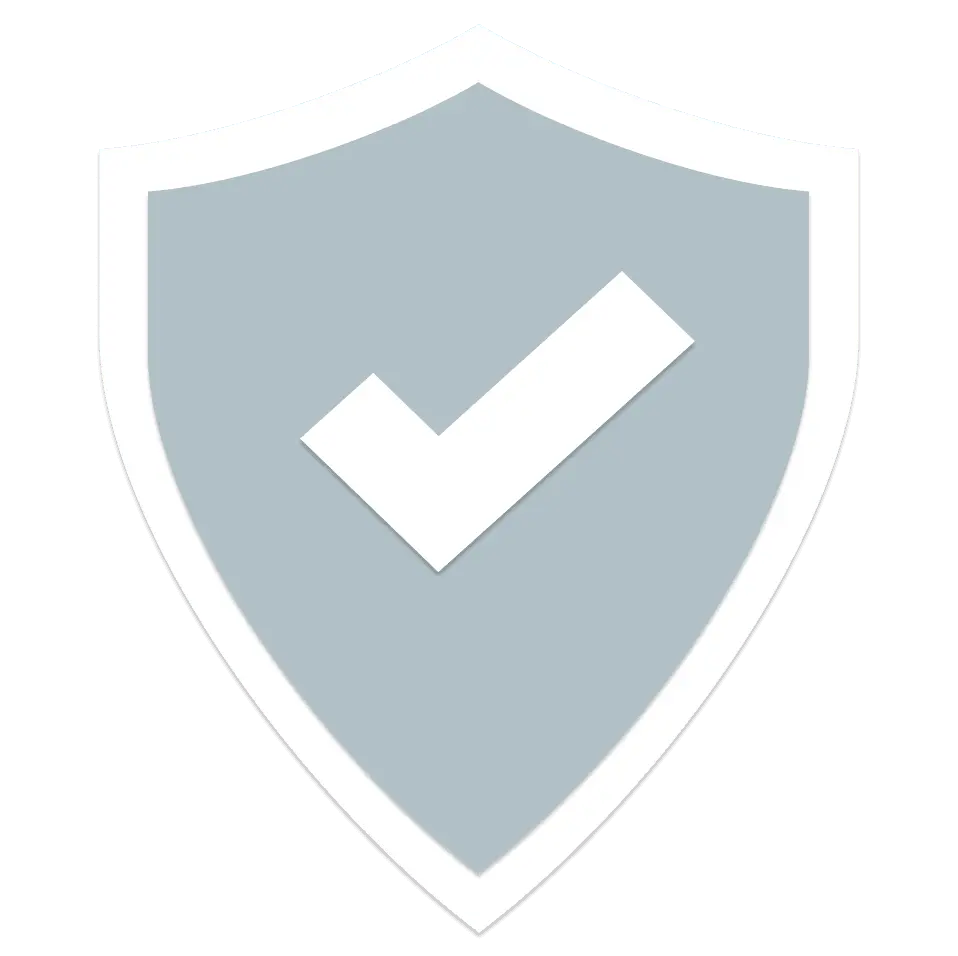 Silberner Schild mit weißem Häkchen, Symbol für das Basis Abo von S-Trust